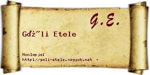 Gáli Etele névjegykártya